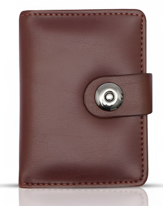 Leather Wallet for Men & Boys | Slim Bifold Design | 5 Card Holders + 1 Main Compartment | Magnetic Button Closure | Black