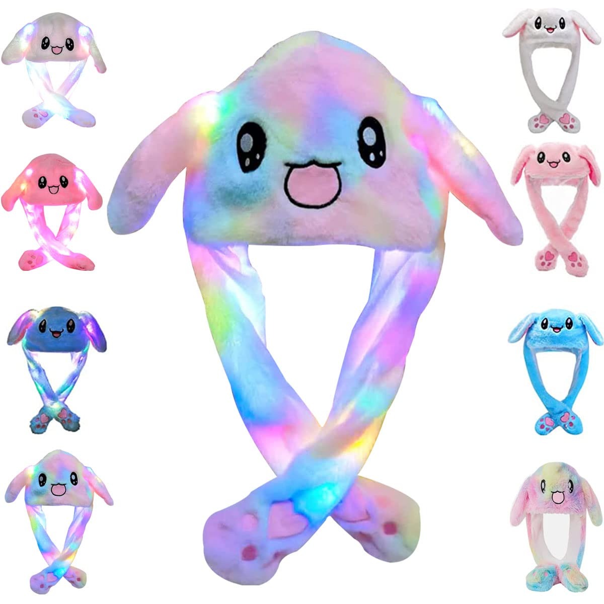 Bunny Caps: Winter Plush Ear Muffs & Ear Warmers with LED Lights (Random Colour)